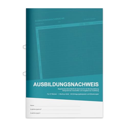 Berichtsheft Ausbildung | Ausbildungsnachweisheft täglich/wöchentlich | DIN A4 für 27 Wochen | 1 Woche je Seite | 1er-, 3er- oder 5er-Set | Ausbildungsnachweis Montag bis Sonntag (1 Stück) von PuK Krämmer GmbH