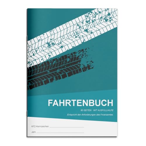 Fahrtenbuch DIN A5 | Finanzamtkonform für PKW | 80 Seiten mit Ausfüllhilfe | Fahrtenbücher 1er, 2er, 3er, 5er oder 10er Pack | zur Dokumentation geschäftlicher und privater Fahrten (10 Stück) von PuK Krämmer GmbH