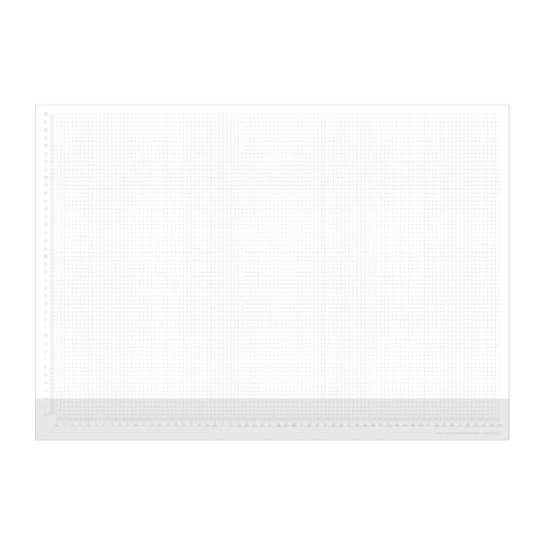 Karierte Papier-Schreibtischunterlage | DIN A2 | seitlich abgedrucktes Lineal | 30 Blatt zum Abreißen | mathematisches Papier karierter Block | zum Beschreiben und Skizzieren (DIN A2 mit Schutzleiste) von PuK Krämmer GmbH