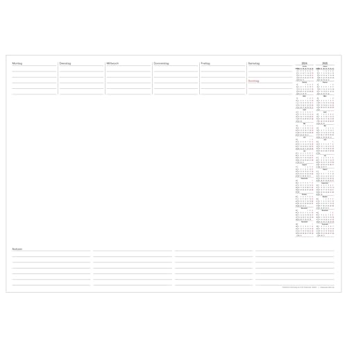 Papier-Schreibtischunterlage mit 2-Jahres-Kalender 2024/2025 | DIN A2 | 30 Blatt zum Abreißen | inkl. Wochenplan und Notizen von PuK Krämmer GmbH