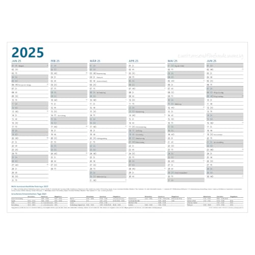 PuK Jahresplaner 2025 DIN A3 Querformat 12 Monate | gefaltet | 12 Monate Jahreskalender Vorder- und Rückseite mit Ferien und Feiertage (3 x DIN A3) von PuK Krämmer GmbH