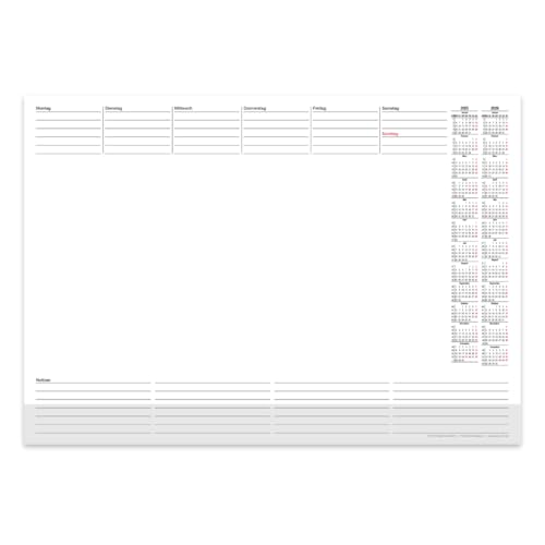 PuK Papier-Schreibtischunterlage mit 2-Jahres-Kalender 2025/2026 | DIN A2 mit Kantenschutz | 30 Blatt zum Abreißen | mit Wochenplan und Notizen | Schreibtischunterlage Papier mit Schutzleiste PuK Papier-Schreibtischunterlage mit 2-Jahres-Kalender 2025/2026 | DIN A2 mit Kantenschutz | 30 Blatt zum Abreißen | mit Wochenplan und Notizen | Schreibtischunterlage Papier mit Schutzleiste von PuK Krämmer GmbH