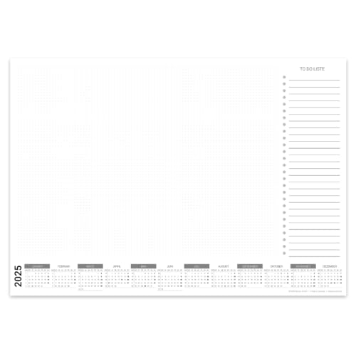 PuK Papier-Schreibtischunterlage mit Kalender 2025 | DIN A2 | 30 Blatt zum Abreißen mit To Do Liste | wahlweise mit Kantenschutz | Schreibtischunterlage Papier A2 Kalender 2025 (ohne Kantenschutz) von PuK Krämmer GmbH