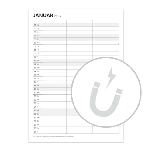 PuK Planer für Zwei 2025 | Paarplaner Familienkalender 3 Spalten | Paarkalender 2025 DIN A4 Block | Feiertage und Kalenderwochen | Partnerkalender Kalenderblock 2025 (Block mit Magnet) von PuK Krämmer GmbH