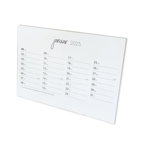 PuK Tischkalender 2025 Kalenderkarten | DIN A5 Monatsübersicht zum Eintragen | mit Feiertagen und Kalenderwochen | 12 Monatskarten Tischkalender Schreibtisch Terminkalender (nur Kalenderblätter) von PuK Krämmer GmbH