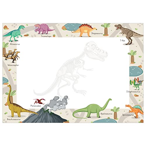 Schreibtischunterlage "Dinosaurier" Kinder Papier DIN A2 | 25 Blatt Block zum Malen, Schreiben und Kritzeln | 1er oder 2er Pack | Malunterlage für Jungen und Mädchen (Dinos | DIN A2 | 2er Pack) von PuK Krämmer GmbH