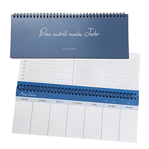 Wochenplaner „Das wird mein Jahr“ | Tischkalender Quer | undatiert für 52 Wochen | in Farbe blau oder grün | mit ToDo-Liste und Notizen von PuK Krämmer GmbH
