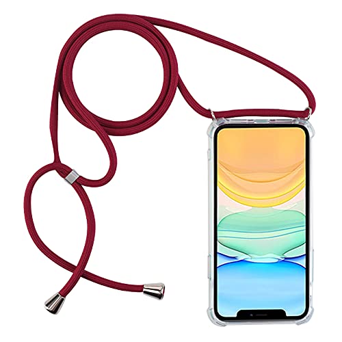 PuYu Zhe Handy Hülle mit Band zum Umhängen Klar passend für Samsung Galaxy S20(6.2)(4G/5G) - Handykette Handyhülle Kette Schnur Kordel Necklace Handytasche, Handyband:Jujube Rot von PuYu Zhe