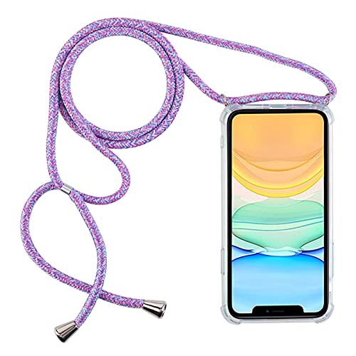 PuYu Zhe Handykette Handyhülle kompatibel mit Samsung Galaxy A51(4G)/M40S,Transparent Silikon Case Cover mit Kordel zum Umhängen Necklace Phone Necklace Hülle mit Band,Blauer Regenbogen von PuYu Zhe