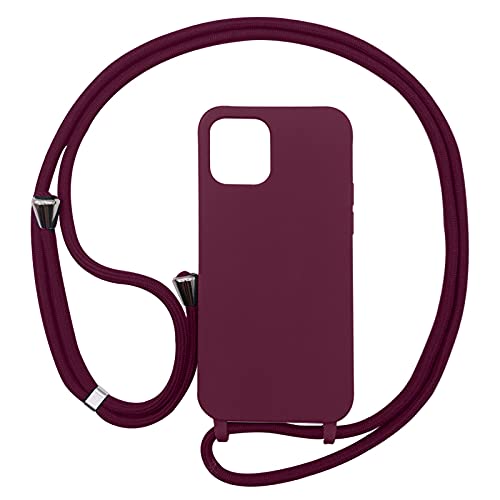 PuYu Zhe Kompatibe mit iPhone 11 Pro Max Hülle,Verstellbarer Handykette Hülle Silikon Seil Necklace Handyhülle mit Kordel Tasche TPU Bumper Schutzhülle-Weinrot von PuYu Zhe