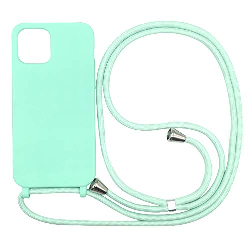 PuYu Zhe Kompatibe mit iPhone 12/12 Pro Hülle,Verstellbarer Handykette Hülle Silikon Seil Necklace Handyhülle mit Kordel Tasche TPU Bumper Schutzhülle-Minzgrün von PuYu Zhe