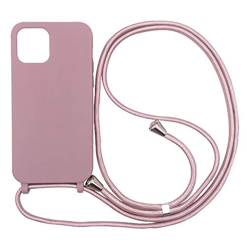 PuYu Zhe Kompatibe mit iPhone 12/12 Pro Hülle,Verstellbarer Handykette Hülle Silikon Seil Necklace Handyhülle mit Kordel Tasche TPU Bumper Schutzhülle-Sandpulver von PuYu Zhe