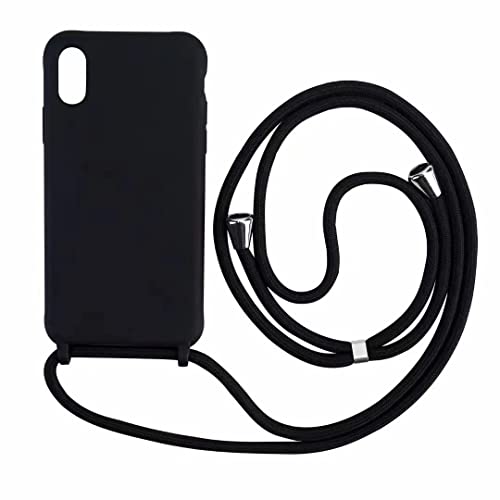 PuYu Zhe Kompatibe mit iPhone X/Xs Hülle,Verstellbarer Handykette Hülle Silikon Seil Necklace Handyhülle mit Kordel Tasche TPU Bumper Schutzhülle-Schwarz von PuYu Zhe