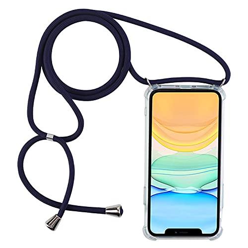 PuYu Zhe Kompatibel mit iPhone 11 Hülle,Verstellbarer Handykette Hülle klarer Silikon Seil Necklace Handyhülle mit Kordel Tasche TPU Bumper Schutzhülle-Schwarz Weiß Blau von PuYu Zhe