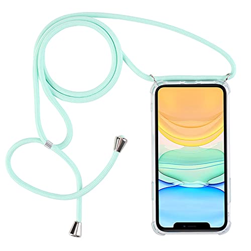 PuYu Zhe Kompatibel mit iPhone 12 Pro Max Hülle,Verstellbarer Handykette Hülle klarer Silikon Seil Necklace Handyhülle mit Kordel Tasche TPU Bumper Schutzhülle-Himmelblau von PuYu Zhe