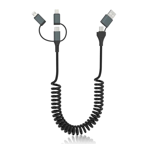 Multi USB C Ladekabel USB auf Lightning und USB C Spiralkabel 2 in 1 Android Auto & Apple Carplay Kabel, Universal Ladekabel 3 in 1 Schnellladekabel mit USB C Lightning Micro für iPhone Galaxy Laptop Multi USB C Ladekabel USB auf Lightning und USB C Spiralkabel 2 in 1 Android Auto & Apple Carplay Kabel, Universal Ladekabel 3 in 1 Schnellladekabel mit USB C Lightning Micro für iPhone Galaxy Laptop von Pubiohs
