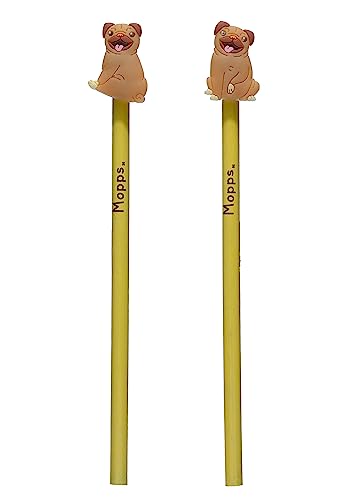 Puckator Holzstifte, Modell: Bleistift mit PVC-Stopper – Mops von Puckator