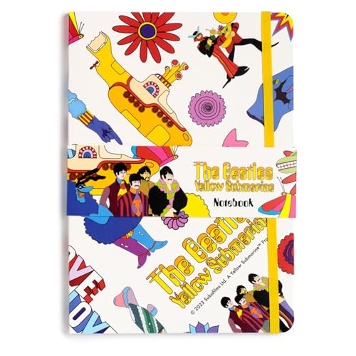 Puckator Notizbuch A5, liniert aus recyceltem Papier - Yellow Submarine, Beatles - Weiß von Puckator