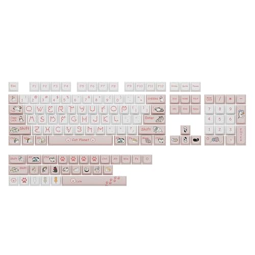 131 Tasten PBT Tastenkappen XDA Profil DYE SUB Tastenkappe Für Mechanische Tastatur Pink Cat Planet Tastenkappe Dye Sub PBT Tastenkappen von Puco