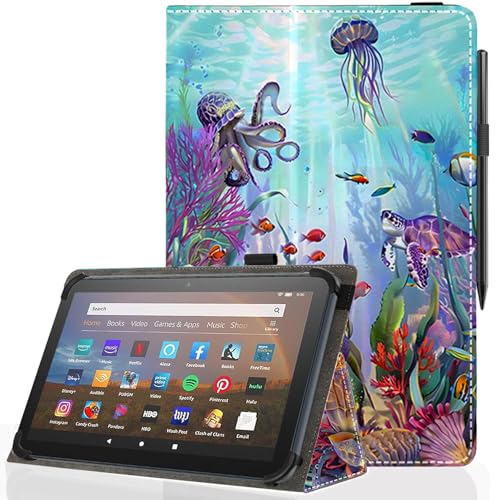 Pudiceva Medusa Universal-Schutzhülle für Android-Tablets mit 25,4 cm (10,1 Zoll), schmal, klappbar, mit Ständer, für alle 9-10,5 Zoll Touchscreen-Tablet-Hülle mit Stylus-Halter von Pudiceva