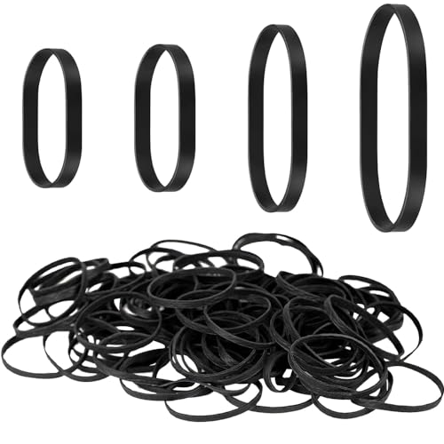 100 Stück Gummibänder Schwarz, Schwere Gummibänder, Extra Breite Gummiringe, Elastische Gummiband für Camping Industrielle Haushalt, 4 Größen von Puedno