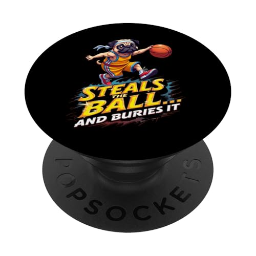 Lustiges Basketball-Geschenk für Mops-Hundeliebhaber PopSockets Klebender PopGrip Lustiges Basketball-Geschenk für Mops-Hundeliebhaber PopSockets Klebender PopGrip von Pug Fun Designs