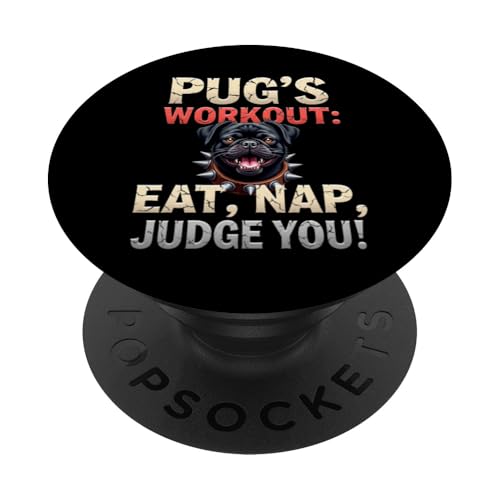 Lustiges Geschenk für Mops-Hundebesitzer PopSockets Klebender PopGrip von Pug Fun Designs