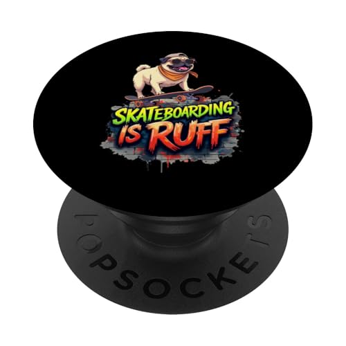 Lustiges Skateboard-Geschenk für Mops-Hundebesitzer PopSockets Klebender PopGrip Lustiges Skateboard-Geschenk für Mops-Hundebesitzer PopSockets Klebender PopGrip von Pug Fun Designs