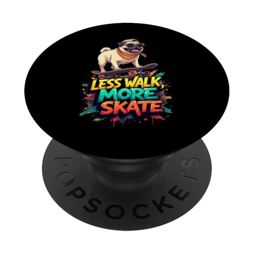 Lustiges Skateboard-Geschenk für Mops-Hundebesitzer PopSockets Klebender PopGrip Lustiges Skateboard-Geschenk für Mops-Hundebesitzer PopSockets Klebender PopGrip von Pug Fun Designs