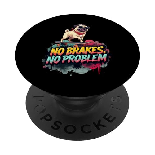 Lustiges Skateboard-Geschenk für Mops-Hundebesitzer PopSockets Klebender PopGrip Lustiges Skateboard-Geschenk für Mops-Hundebesitzer PopSockets Klebender PopGrip von Pug Fun Designs