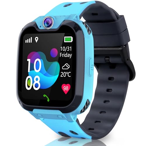 Smartwatch für Kinder mit Telefon, intelligente Uhr mit 16 Spielen Musikanruf SOS Touchscreen Kamera, Smart Watch für Jungen Mädchen Geburtstagsgeschenk [Integrierte SD-Karte] (Blau) von Puhiuyoi