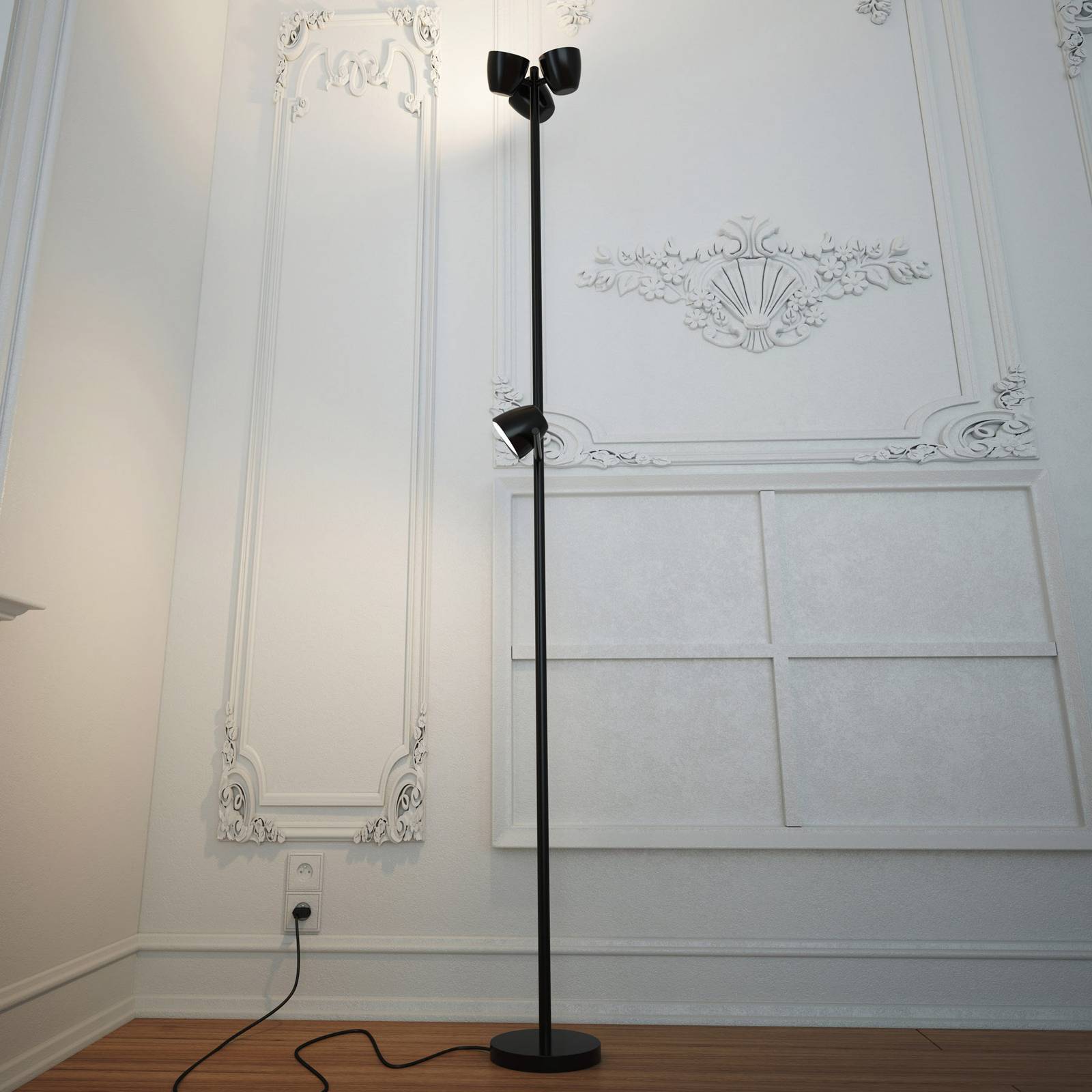 LED-Stehlampe Trio vierflammig, Leselicht, schwarz von Pujol Iluminación