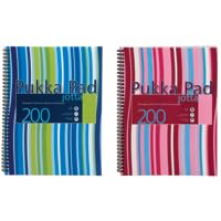 Pukka Pad Jotta Notizbuch, spiralgebunden, Kunststoff, gelocht, liniert, 200 Seiten, 80 g/m², A4, farblich sortiert, 3 Stück von Pukka Pad
