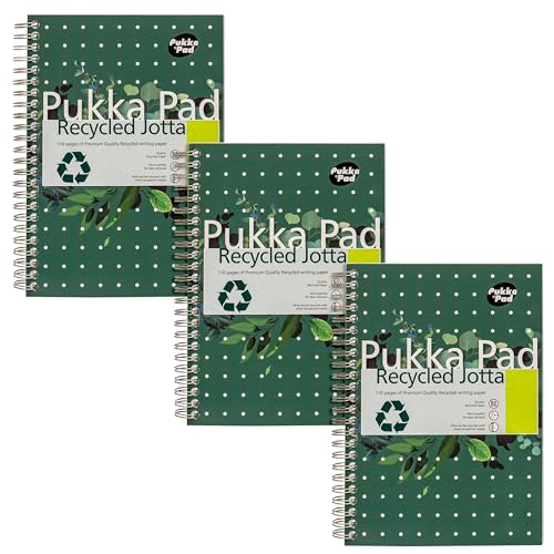 Pukka Pad Notizbuch recycelt spiralgebunden perforiert gelocht liniert 10 Seiten 80 g/m² A5 3 Stück von Pukka Pad