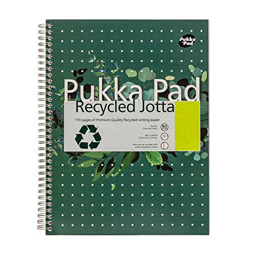 Pukka Pad, recycelter A4-Schreibblock – Packung mit 3 Notizbüchern mit Spiralbindung und 110 Seiten aus 80 g/m² FSC-Recyclingpapier – 8-mm-Liniert und perforierte Ränder von Pukka Pad