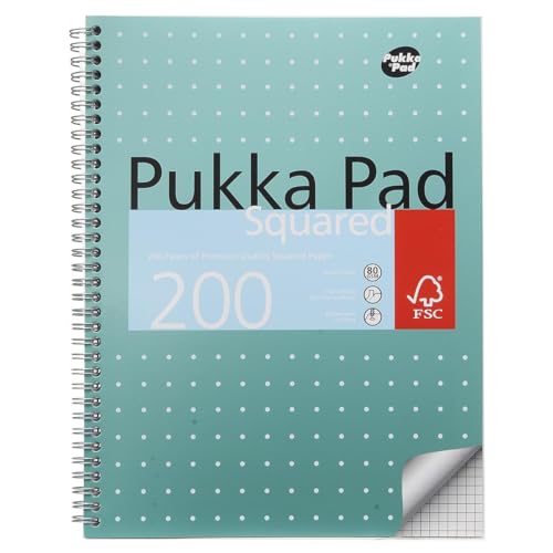 Pukka Pad Quadratischer Jotta-Notizblock mit Drahtbindung, metallisch, 200 Seiten, A4, JM018SQ (1 Stück) von Pukka Pad