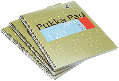 Pukka Pad Vellum Notizbuch spiralgebunden 80 g/m² liniert mit Rand 120 Seiten A4 3 Stück von Pukka Pad