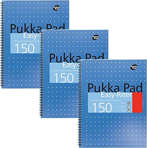 Pukka Pad metallfarbener Schreibblock Easy-riter, DIN A4, 80 g/m², 3 Stück von Pukka Pad