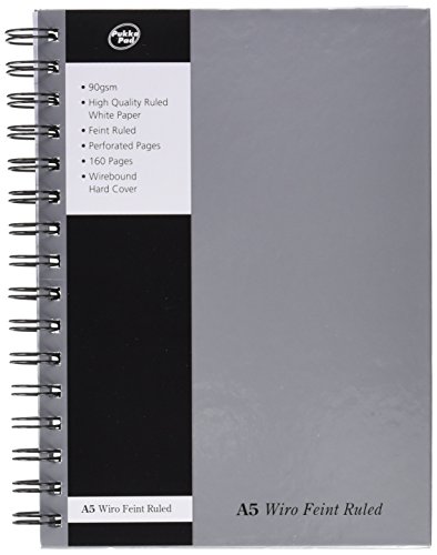 Pukka Pads Spiral-Notizbuch WRULA5, gebunden, Format A5, perforiert, liniert, 160 Seiten, 90 g/m², 5 Stück, silberfarben von Pukka Pad