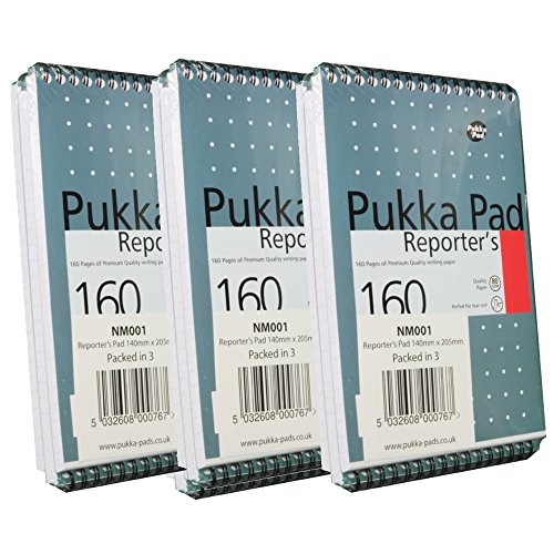 pukka pads Pukka Reporters NM001 Shothand Pad Drahtkammbindung 160P 205 x 140 mm NM001 – (PK3) von Pukka Pad