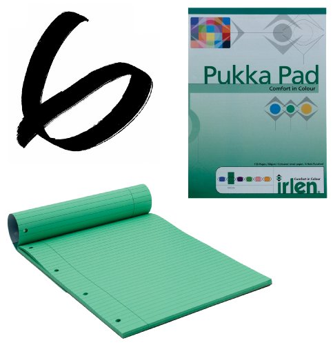 Pukka Pads Schreibblock, A4, 80 g/m², liniert mit Rand, 100 Seiten / 50 Blatt, Grün, 6 Stück von Pukka Pads