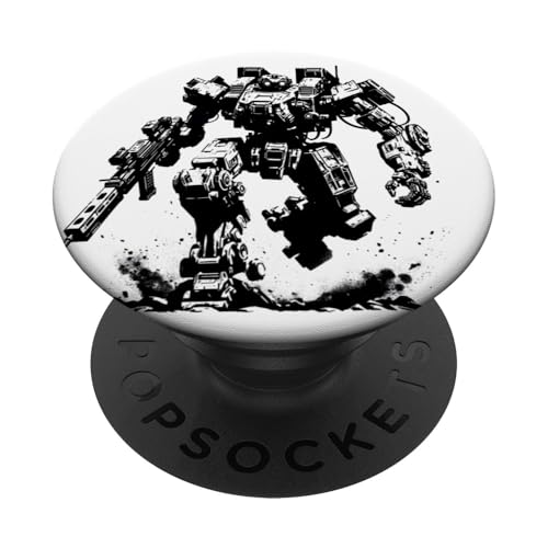 Gepanzerter Mech mit Maschinengewehr PopSockets Klebender PopGrip von Pulp Culture