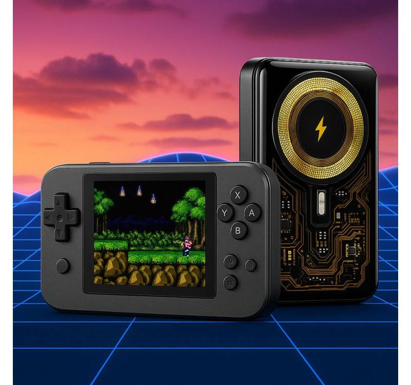 Pulse L9 Retro Konsole & Powerbank – 3” Display, 5000 mAh, USB-C von Pulse