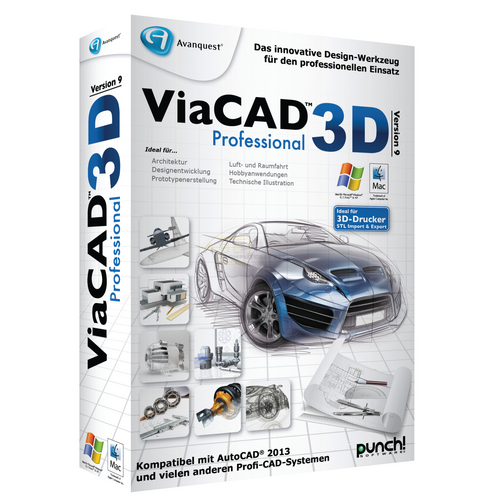 ViaCAD 3D 9 Professional Vollversion MiniBox   1 Benutzer |  1 PC/Mac von Punch! Software