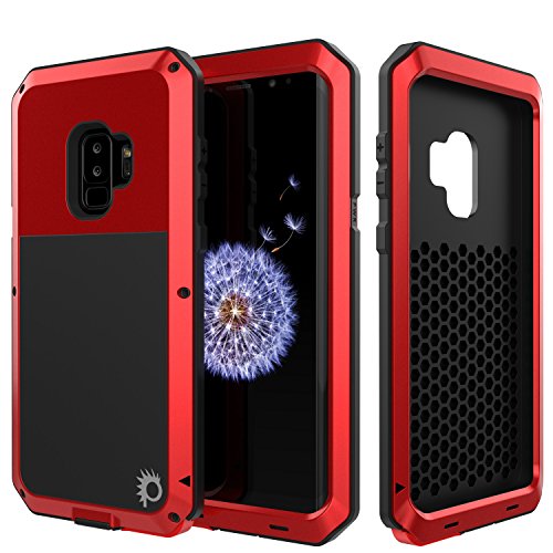 Galaxy S9 Plus Metallhülle, strapazierfähig, Militärqualität, stoßfest, Hybrid-Vollkörper-Hartaluminium und TPU-Design, rutschfest, Fallschutz für Samsung Galaxy S9+ [rot] von PunkCase