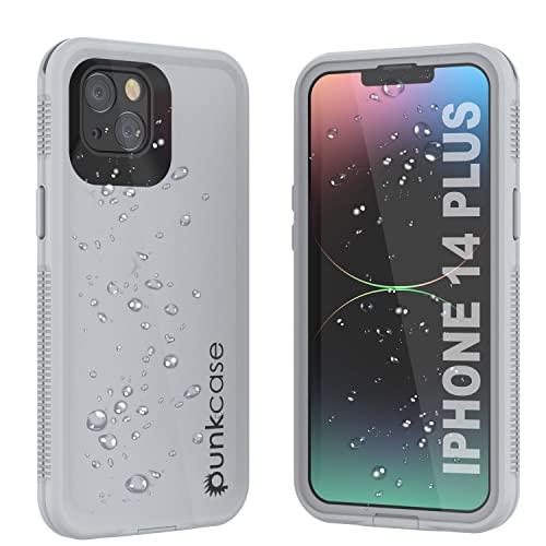 Punkcase Entworfen für iPhone 14 Plus, wasserdichte Hülle [Aqua-Serie] [Slim Fit] [IP68 zertifiziert] [stoßfest] [schmutzdicht] [schneefest] Armor Cover für iPhone 14 Plus (2022) (6,7 Zoll) [Weiß] von PunkCase