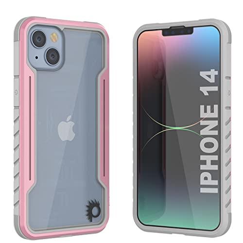 PunkCase Entworfen für iPhone 14 [Ravenger Defense Serie] Schutzhülle in Militärqualität mit Aluminiumrahmen [transparente Rückseite] Ultimativer Fallschutz für iPhone 14 (6,1 Zoll) (2022) (Roségold) von PunkCase