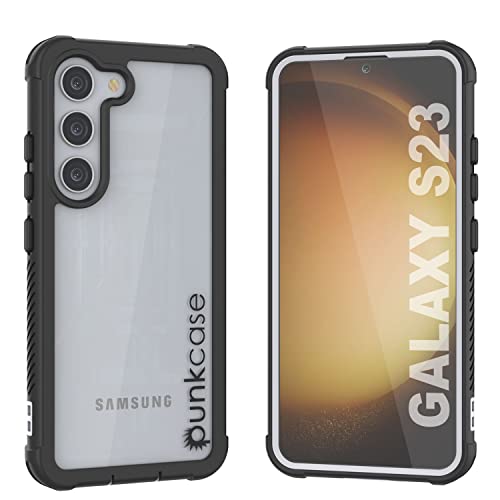 PunkCase Galaxy S23 Hülle [Spartan Serie] Transparente, robuste Abdeckung mit integriertem Displayschutz | Ultra Slim 360 Grad Ganzkörperschutz kompatibel mit Samsung Galaxy S23 (6,1 Zoll) [Schwarz] von PunkCase