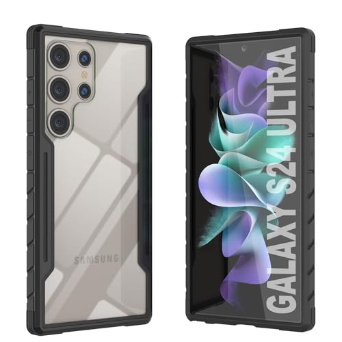 PunkCase Schutzhülle für Galaxy S24 Ultra [Armor Stealth-Serie], mehrschichtige Schutzhülle in Militärqualität, mit Aluminiumrahmen, transparente Rückseite, ultimativer Fallschutz für Ihr S24 Ultra 5G von PunkCase