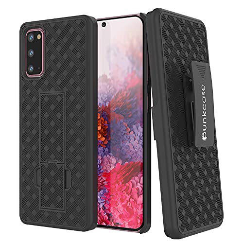 PunkCase Schutzhülle für Samsung Galaxy S20, Gürtelclip, mit Displayschutzfolie und integriertem Ständer, Dual Layer Hybrid TPU 360 Rundumschutz [Thin Fit] für Samsung Galaxy S20 (6,2 Zoll), schwarz von PunkCase
